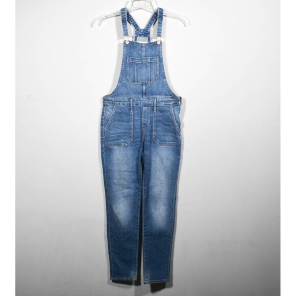 Old Navy Straight-Leg Jean Overalls Side Zipper Closure Size 2 Reg - Picture 1 of 5